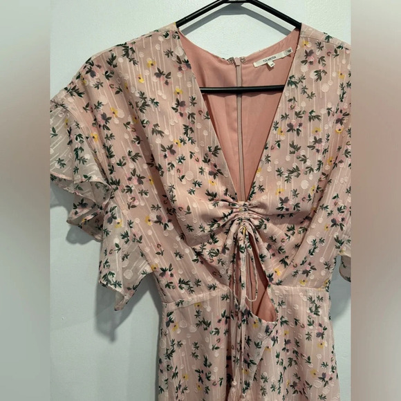 Tularosa xRevolve Darla Jumpsuit pink floral cutout flutter romantic holidays XS - Picture 7 of 8